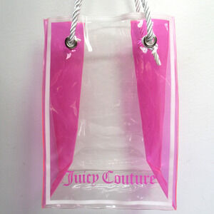 Vtg Juicy Couture Beauty Bag Clear Pink Vinyl Foldable Plastic Travel Promo